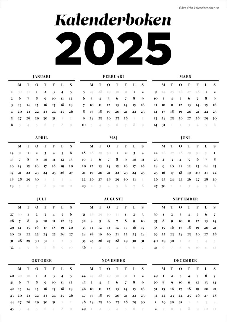 Gratis kalender 2025